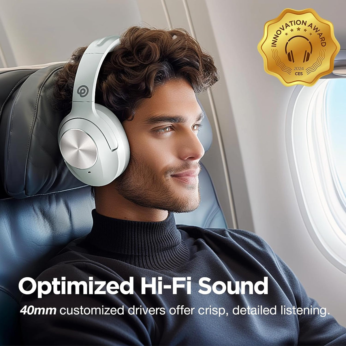Upgrade Pro‑Level Hybrid Active Noise Cancelling Headphones with HD Sound, Wireless Bluetooth Headphones Over The Ear Unequaled Comfort, Vivid Deep Bass, for Home Office Travel Birthday Gift