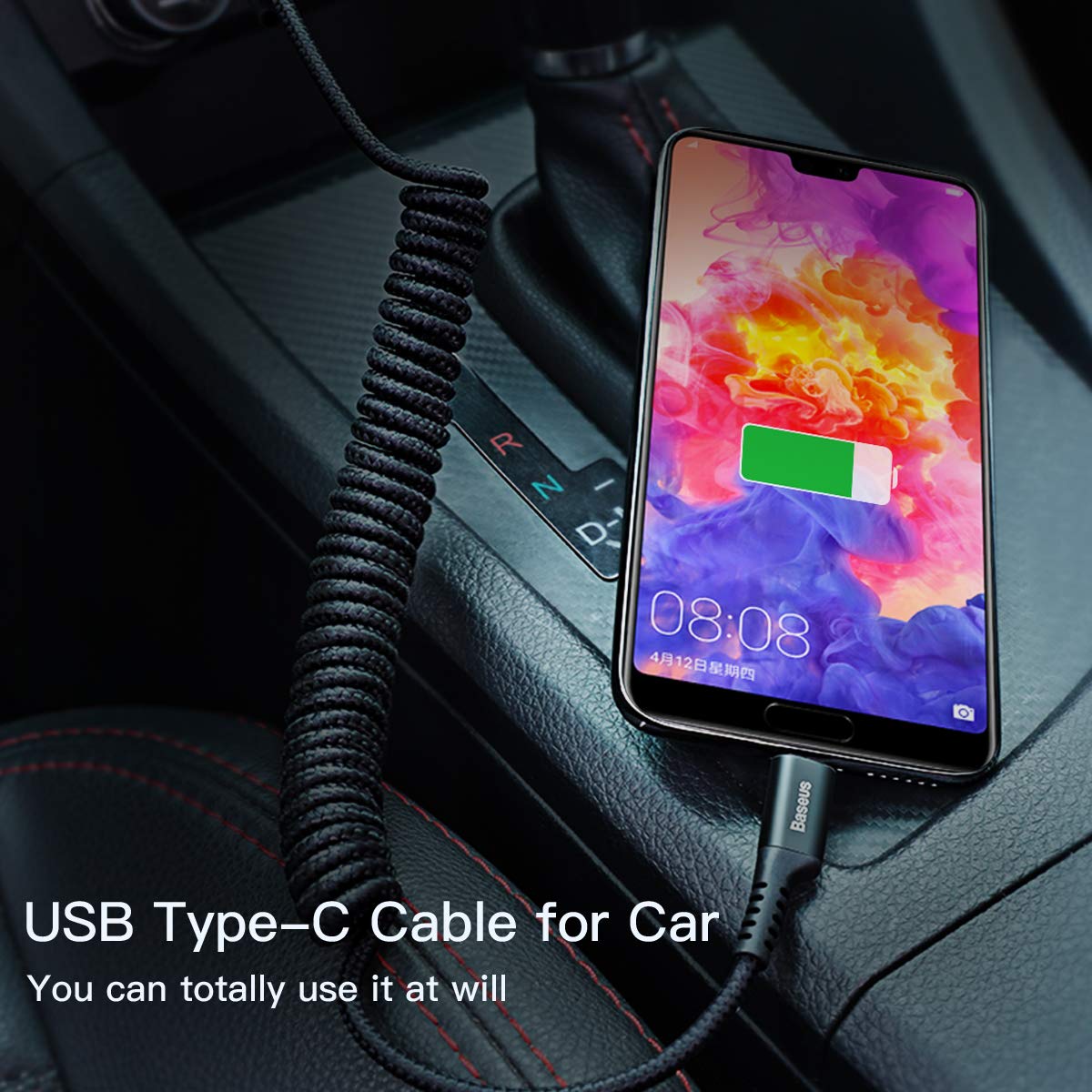 Baseus 100W Retractable USB Type C Cable, Nylon Braided Fast Charger for iPhone 15, Galaxy S24, Note 20 (3.3ft)