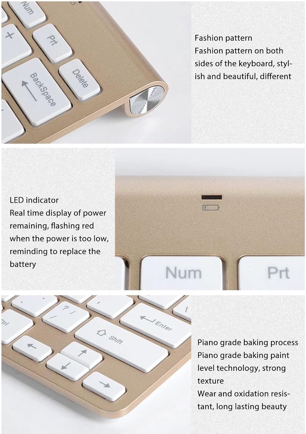Wireless Keyboard and Mouse Combo, Compact Ultra Thin Waterproof Keyboard Power Saving USB Mouse Set for Computer