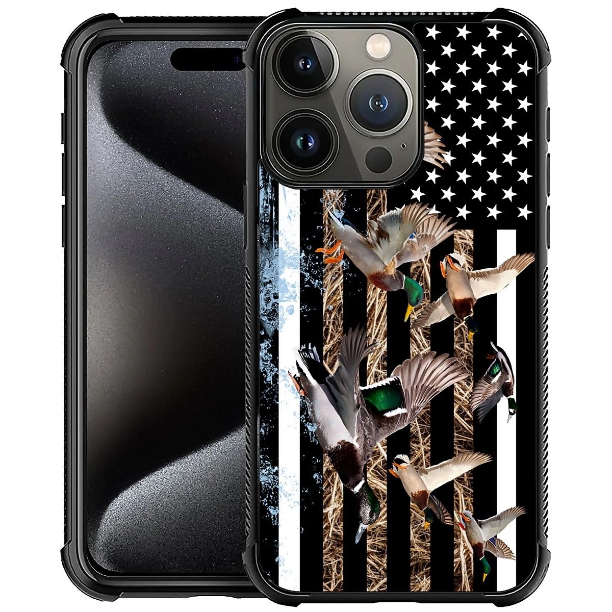 Deaorew For Iphone 16 Pro Max Case | Classic Slim Cover Design | Ducks Hunting American Flag