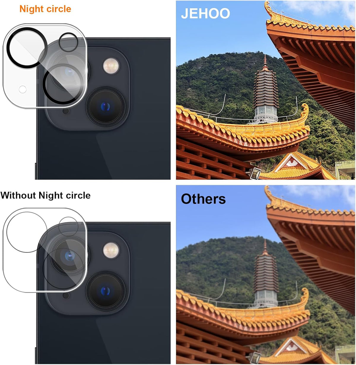 [2+2 Pack] Matte Glass Screen Protector for iPhone 13 + Camera Lens Protector, Anti-Glare, 9H Tempered Glass