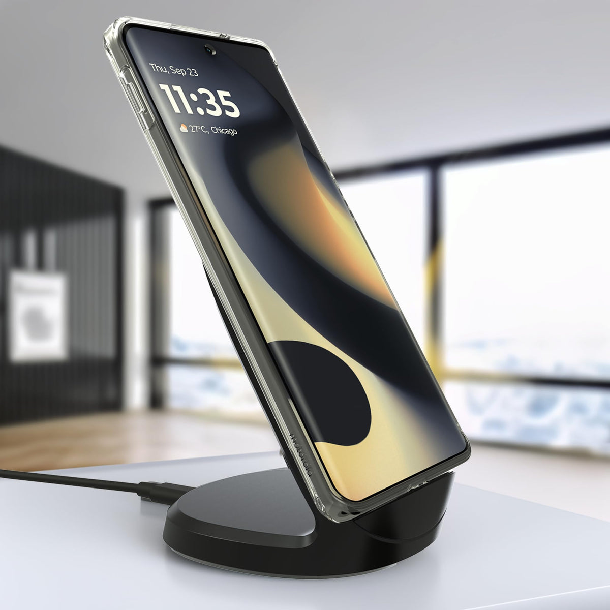 Motorola TurboPower 15W Wireless Stand + 33W Charger + Cable - Charging for Moto G Power 2024/2025, G Stylus 2024/2025/2026, Edge 2024/2025, Razr/Razr