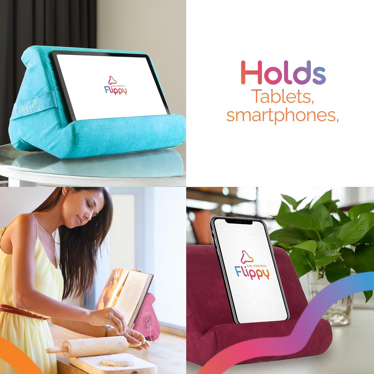 Flippy Tablet Pillow Stand - Cushion Tablet Stand & Holder, Bed Support for Lap and Desk, Compatible with Phone & Book Reading: Kindle, iPad Pro, iPhone & Samsung - I Wanna Go to Miami