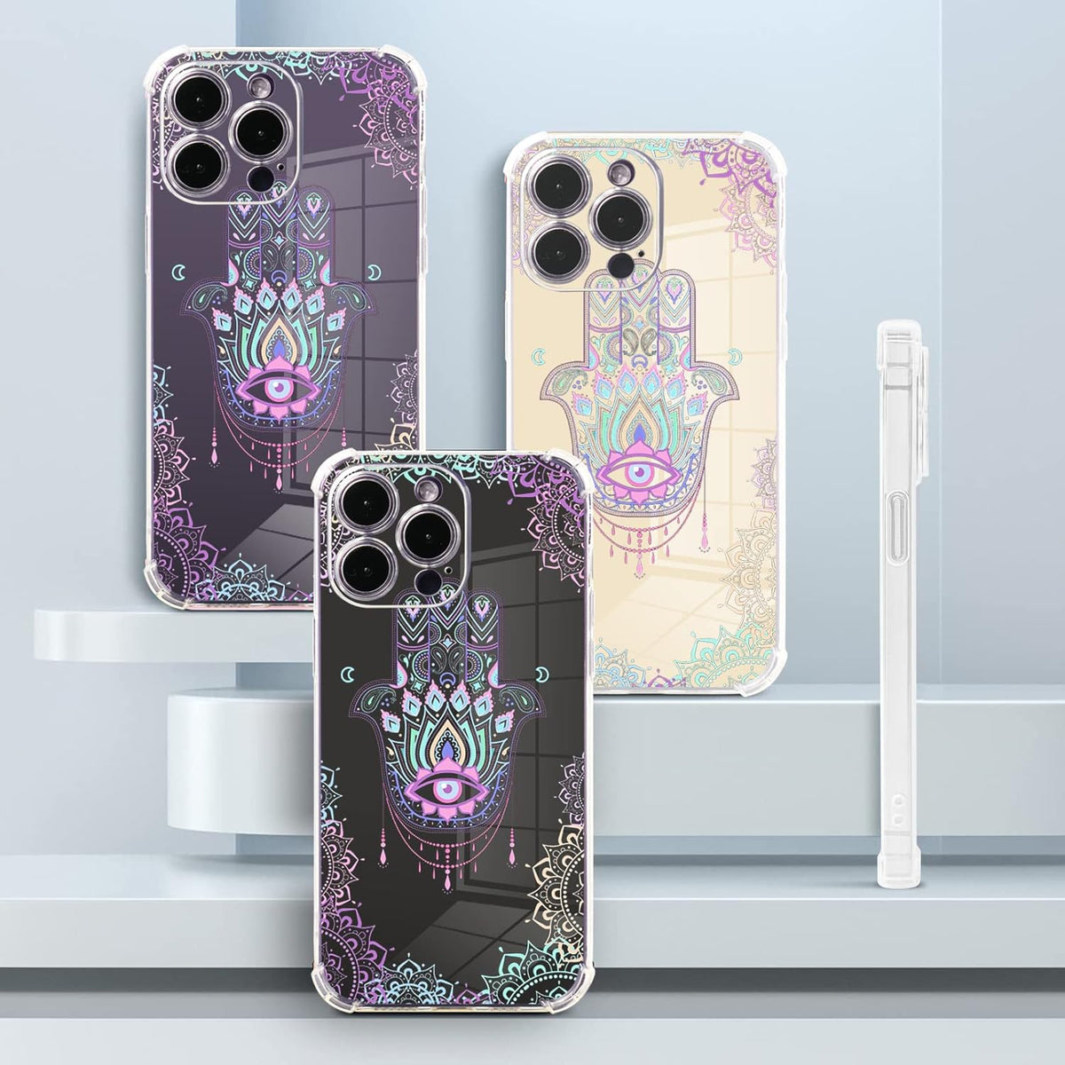 Roemary Eyes Case for iPhone 13 - Lucky Hand Design with Screen Protector, Soft TPU Protective Case