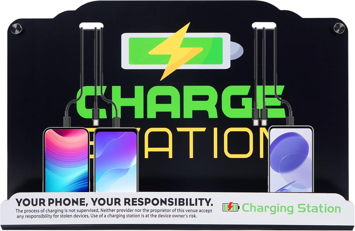 Wall Mount Charging Station with 8 Ports Phone Charger with Type-C,Android Port | Applicable for Applicable Airport Hospitals Banks Hotel and Public Places (Black)