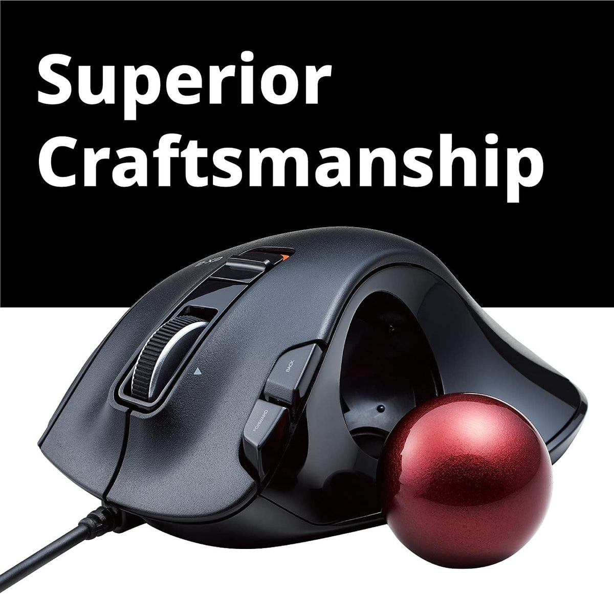 ELECOM EX-G Wired Trackball Mouse, Ergonomic Thumb Control, Smooth Tracking Roller Ball for PC Mac