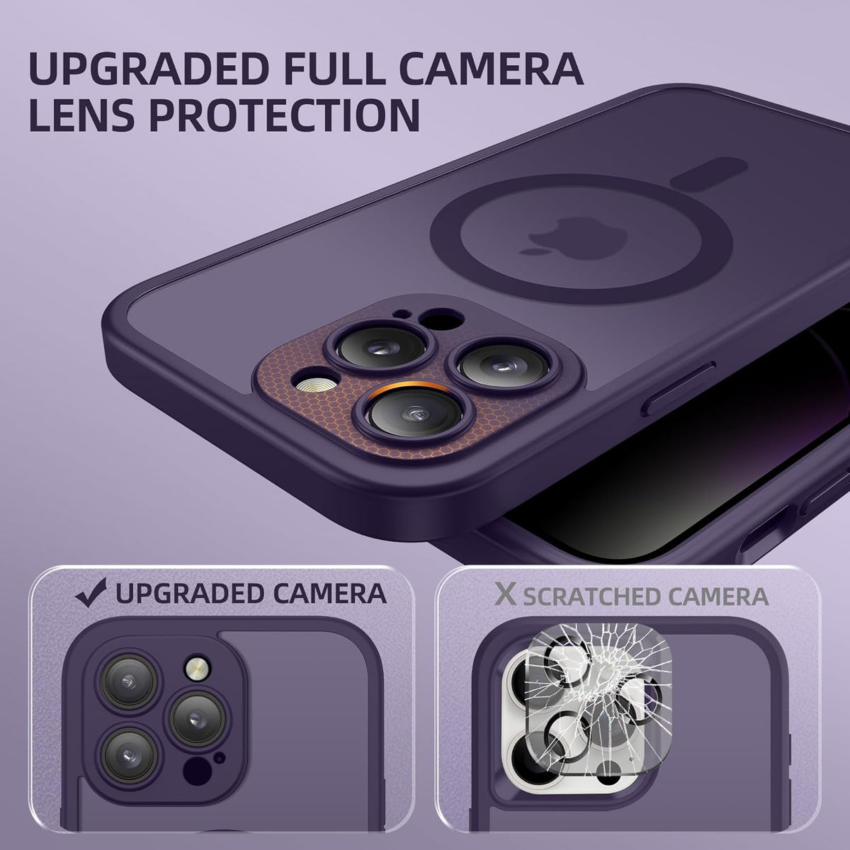 BERFY Magnetic for iPhone 14 Pro Max Case, Compatible with MagSafe,Built-in Privacy Screen Protector and Upgraded Camera Protection,Anti-Spy Full Body Shockproof Phone Case for 14 Pro Max 6.7", Purple