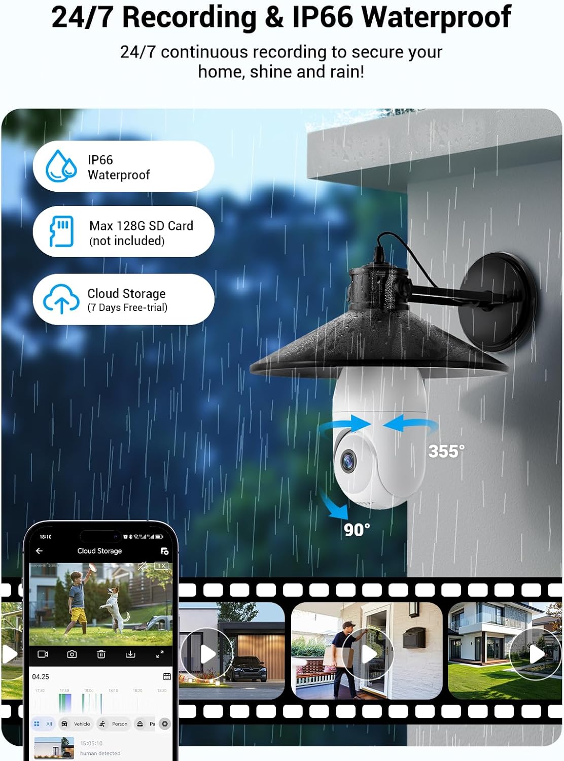 Light Bulb Security Camera Wireless Outdoor, 5G & 2.4G WiFi for Home Security, AI Human Detection, Motion Tracking,