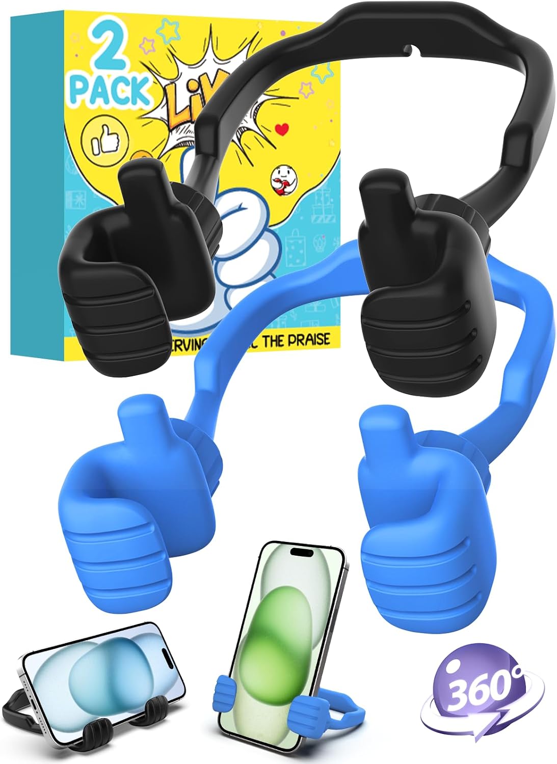 Back to School Supplies for Boys Girls Kids Cell Phone Stand - 2 Pack Thumbs Up Lazy Phone Holder for iPhone iPad mini Cellphone Stand for Desk Birthday Gifts for Teens Adults Women Men Wife Fun Gifts
