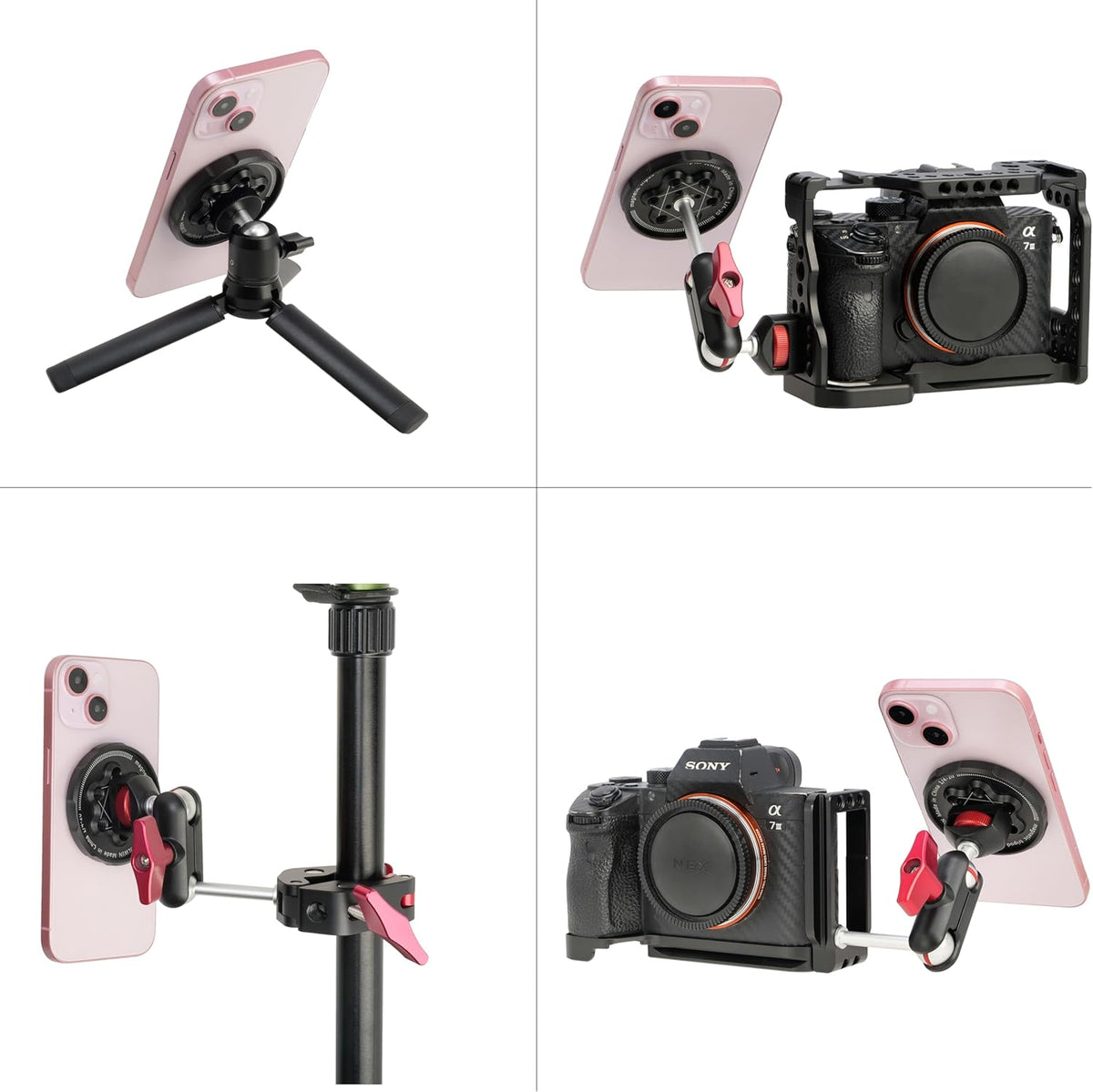 FOTGA Magnetic Smartphone Tripod Mount Adapter Plate, Compatible with MagSafe for iPhone 15 Pro Max, 14, 13, 12