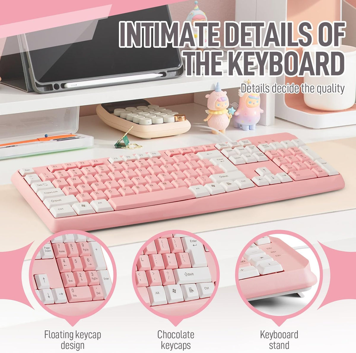 Full-Sized Wired Keyboard with Numeric Keypad - Silent-Touch Chiclet Keyboard