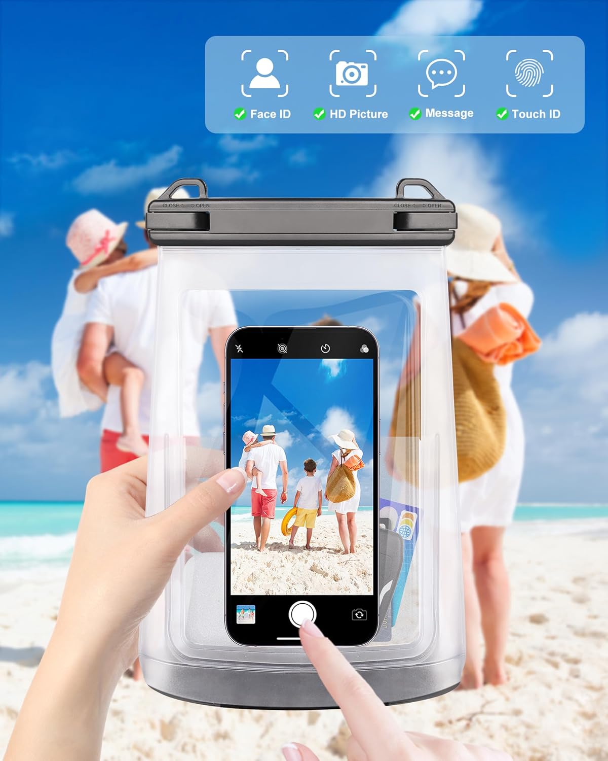 2L Waterproof Phone Pouch for iPhone 16 15 14 11 Pro Max & Galaxy S24 S21 - Floating Large Capacity Dry Bag Stores Sunscreen, Sunglasses - Oversized Waterproof Bag for Beach, Swimming, Kayaking