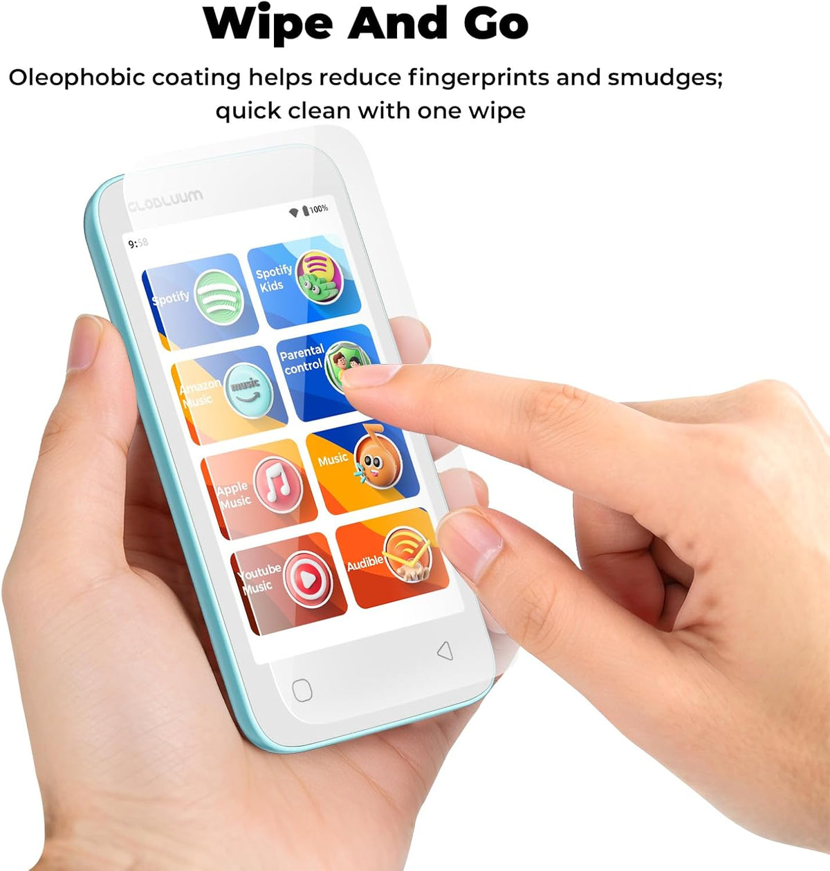 Globluum SU3, SU5, SU7, SU9 MP3 9H Screen Protector Player, Tempered Glass Screen Protector, HD Clear, Scratch