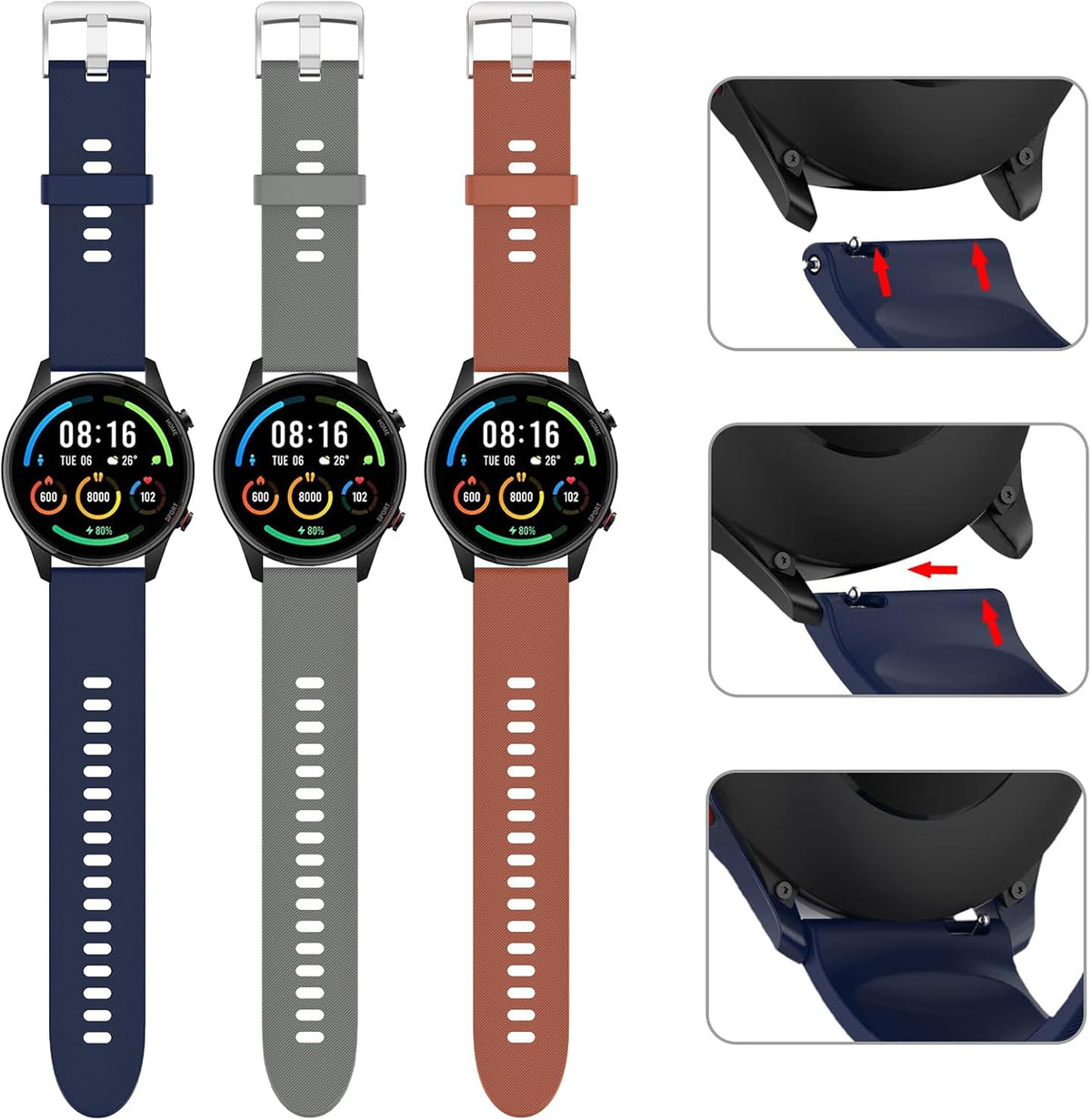 Bands for Xiaomi Mi Smartwatch, 10 Pack Soft Silicone Strap Replacement Wristbands for Men Women
