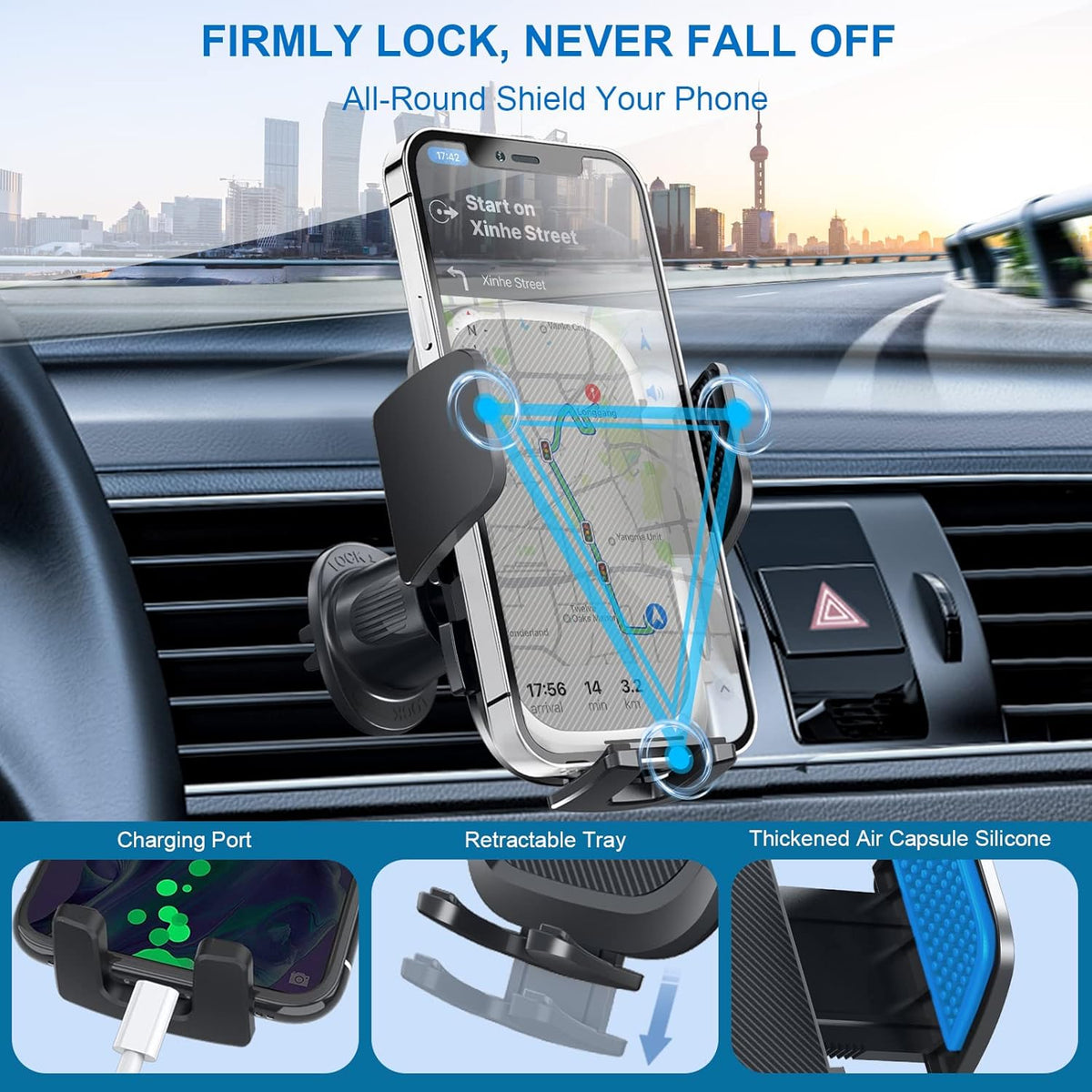 Newest Metal Hook Car Vent Phone Holder Mount, Ultra Stable Clip for iPhone 15 14 13 12 Pro Max, Samsung, Google