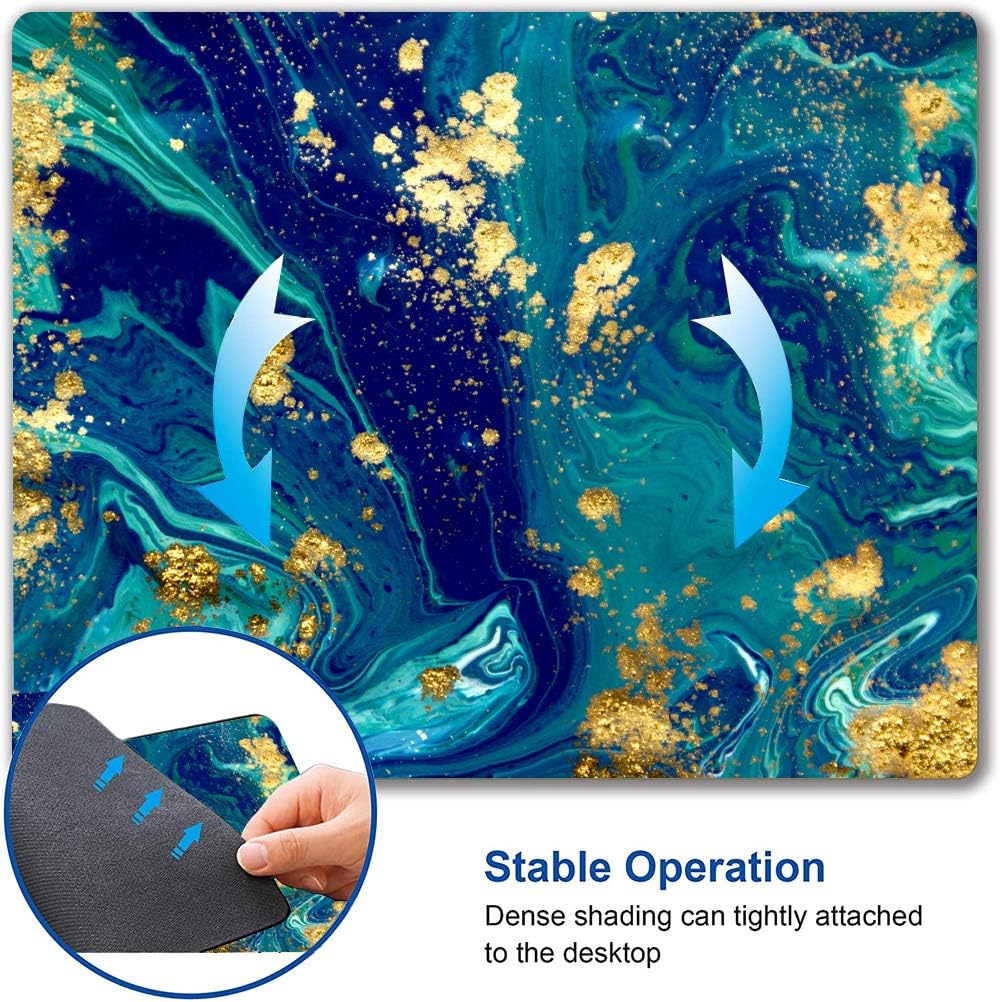 Green Blue Marble Mouse Pad,Gaming Creativity Custom Non-Slip Rubber Base Cute Mouse Pads for Computers Laptop Office,9.5"x7.9"x0.12" Inch