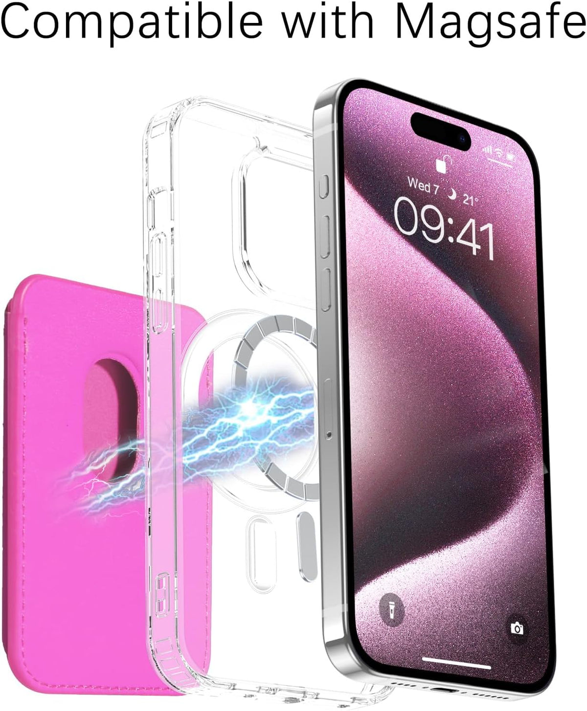 BENTOBEN Magnetic Phone Wallet Card Holder Case Compatible with MagSafe for iPhone 15 14 13 12, Hot Pink