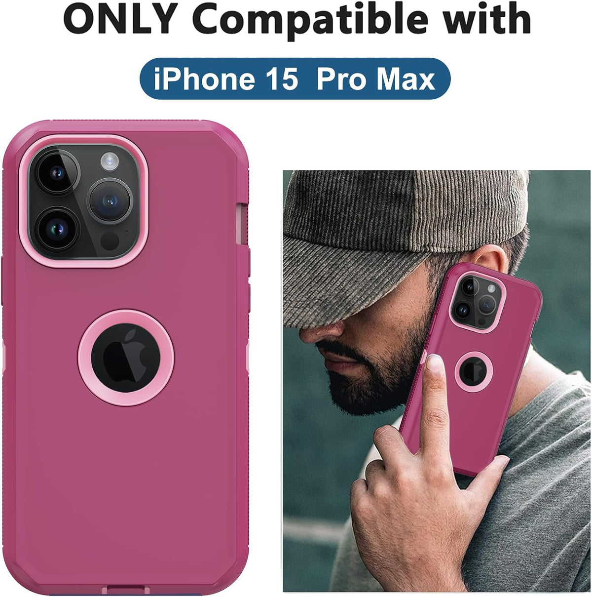 Shop iPhone 15 Pro Max Case - Heavy Duty, Full Body Rugged, Built-in Screen Protector, Shockproof & Dustproof