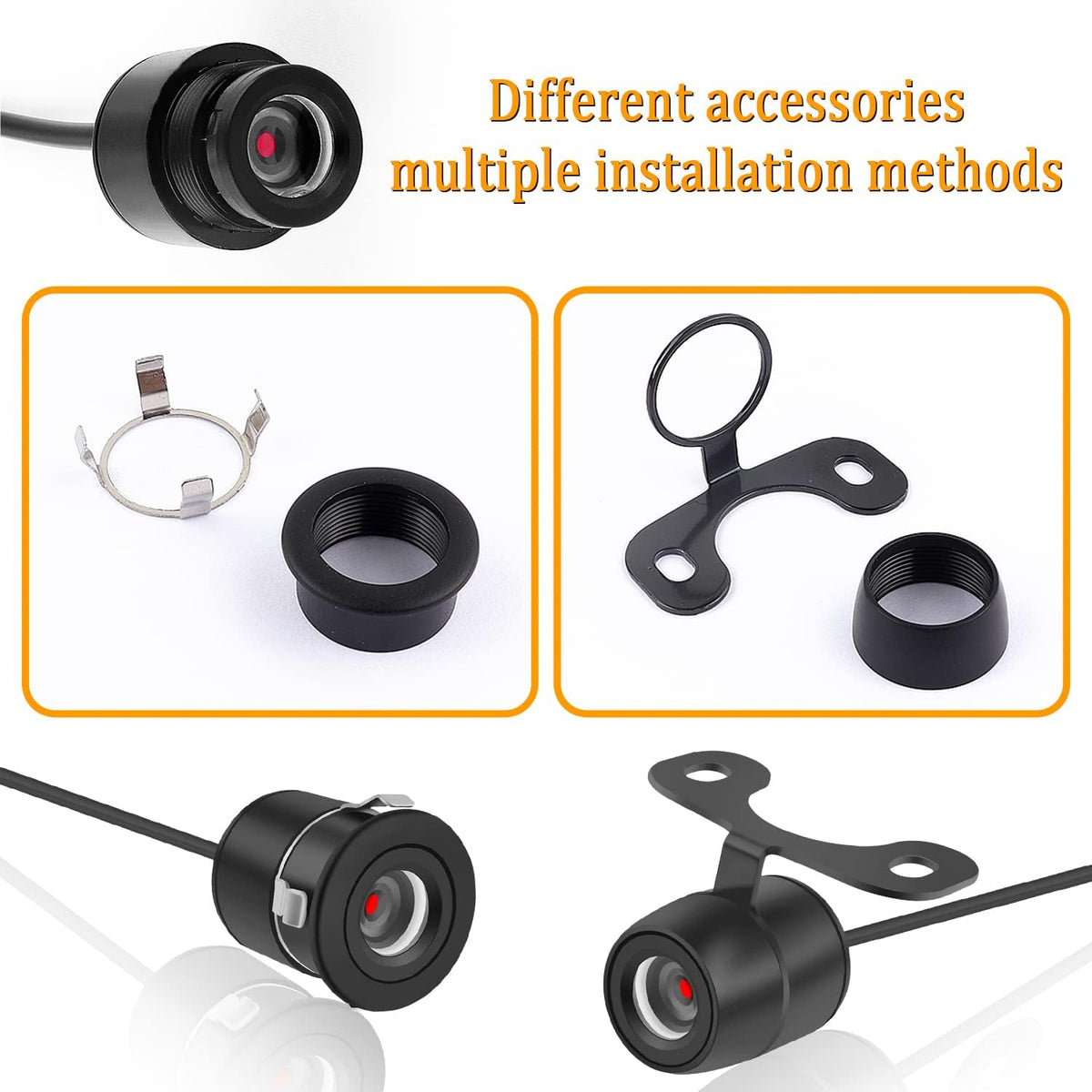 IHOTDER [170Wide Car Reverse Backup Camera - [HD Night Vision] Angle] Front Side Rear View Camera with Dual Purpose