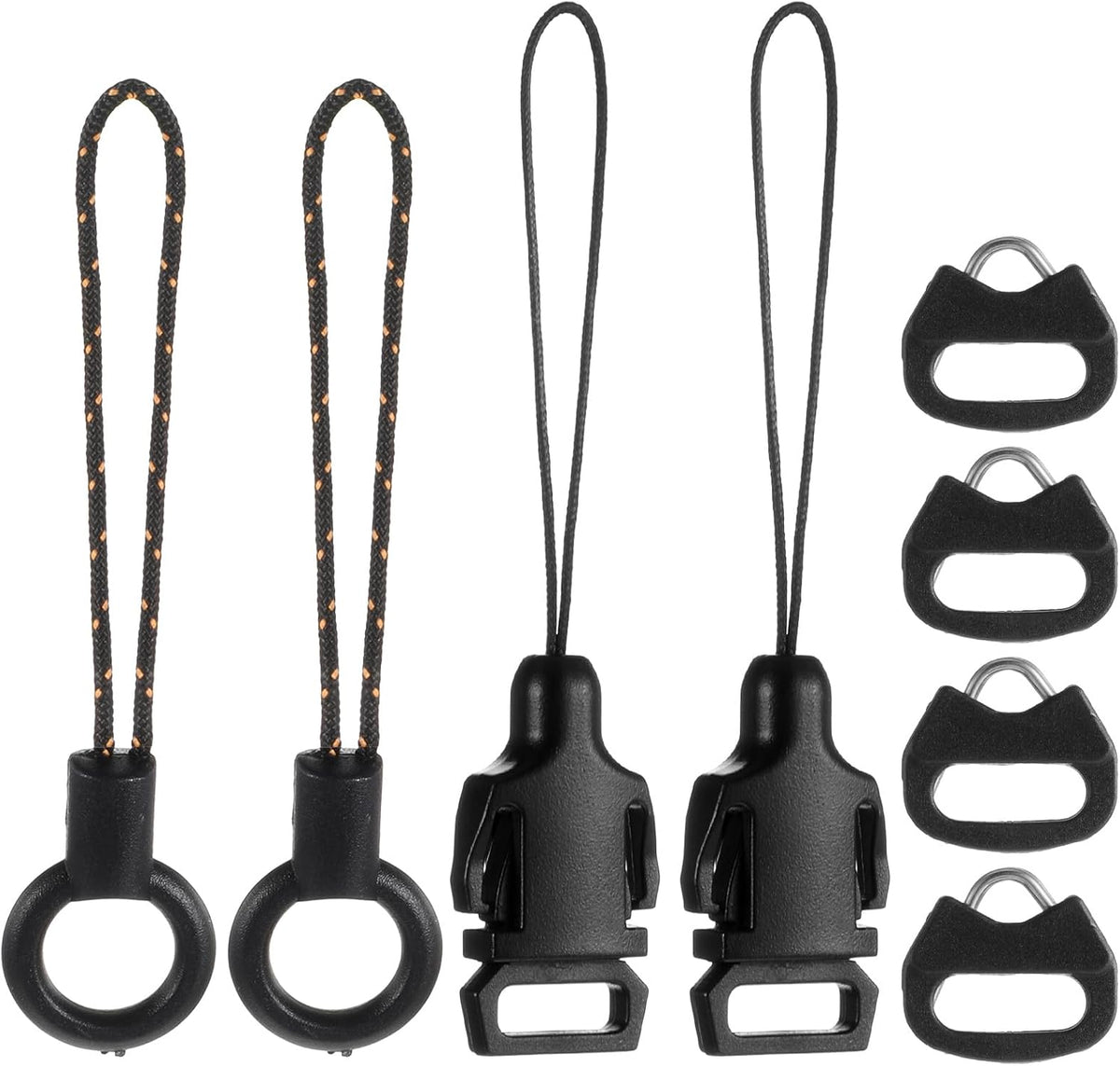 HJZHII 8 Pcs Quick Release Buckle for DSLR Camera Strap, Triangle Loops Adapter with ABS Cap Mini Split Lug Ring