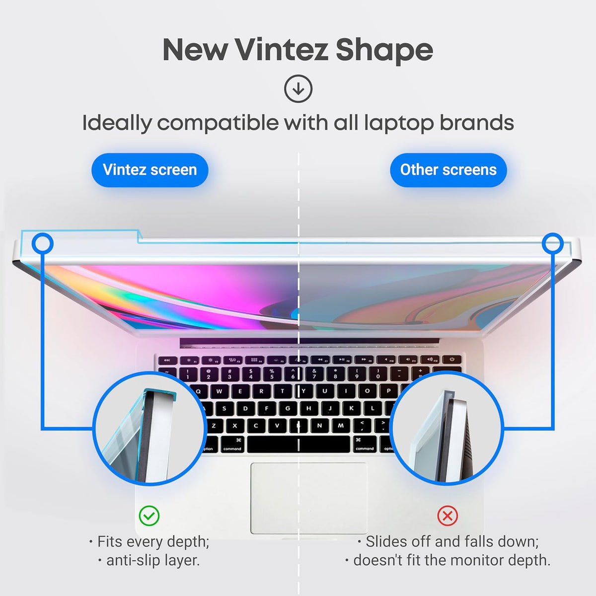 VINTEZ Blue Light Screen Protector for 15.6 Inch Computer Monitor and Laptop – Anti-UV Blue Light Blocking Film for Desktop PC, Eye Protection Filter, 14.2" x 8.7", 1 Pack