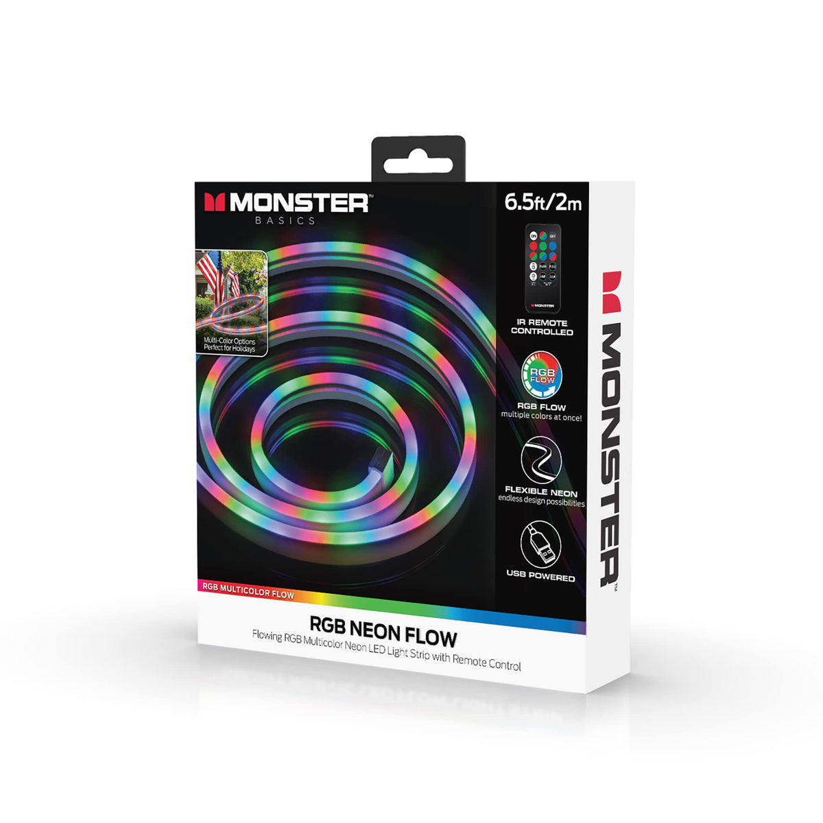 Monster 6.5 ft Multi-Color Flow Technology Neon-LED Strip, Strong Shape-it Material, Xtreme Easy Installation