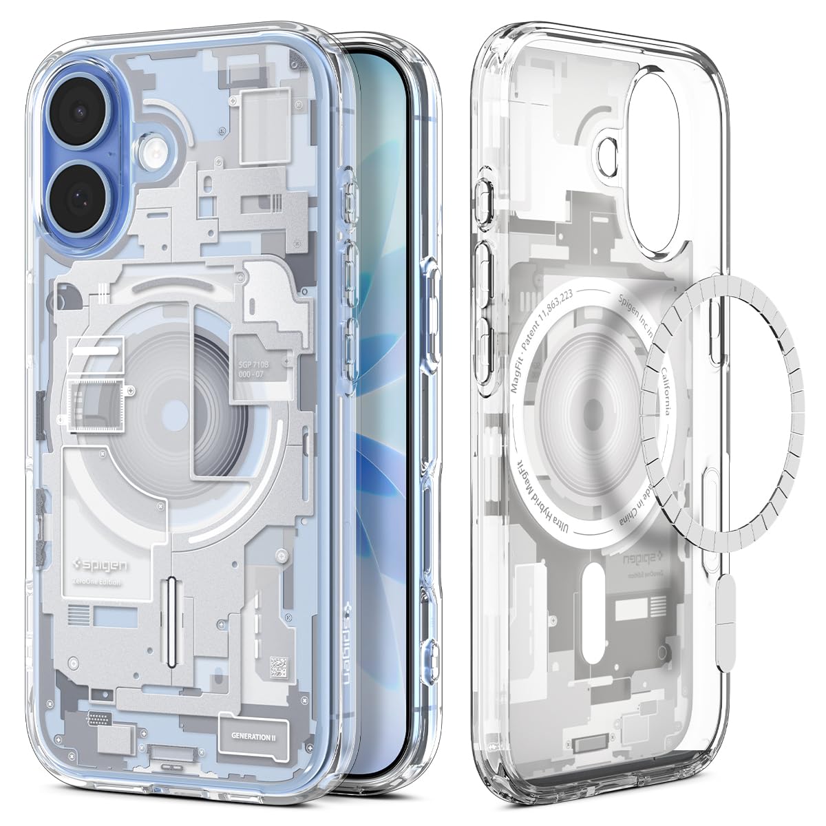Spigen Ultra Hybrid Magfit Direct Digital Printing Case For Iphone 17 [Custom Design][Compatible With Magsafe] - Zero One White