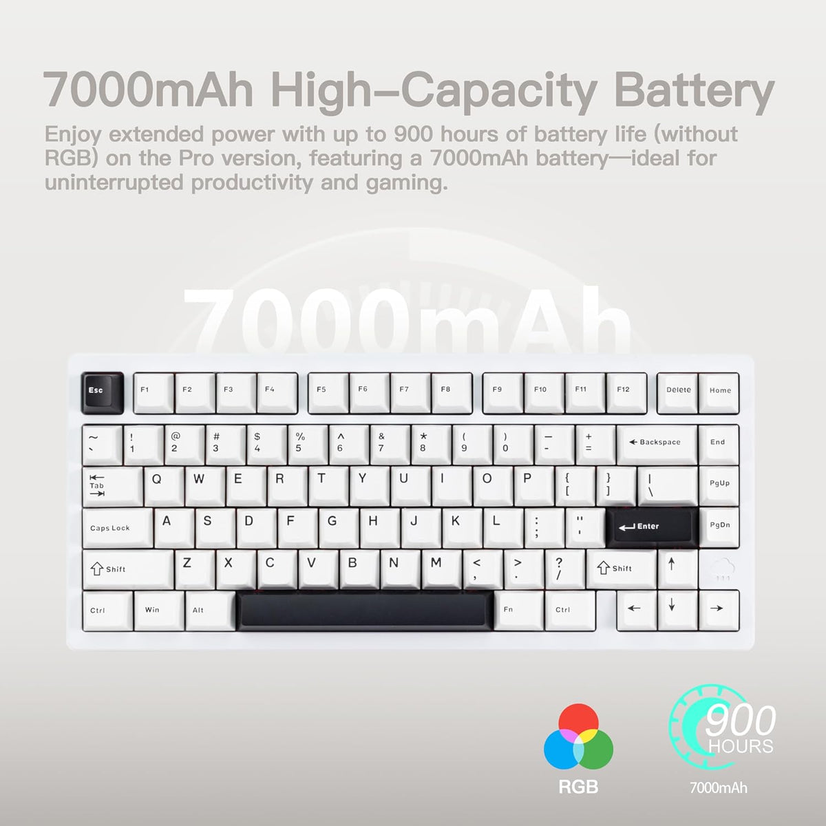 KEEBMONKEY WOBKEY Rainy 75 CNC Aluminum HMX/JWK/Cocoa Switches Triple-Mode Connectivity Mechanical Keyboard with Superior Acoustics, RGB/FR4/Silver SUS304/7000mAh/Cocoa Switch (Pro - Luna)