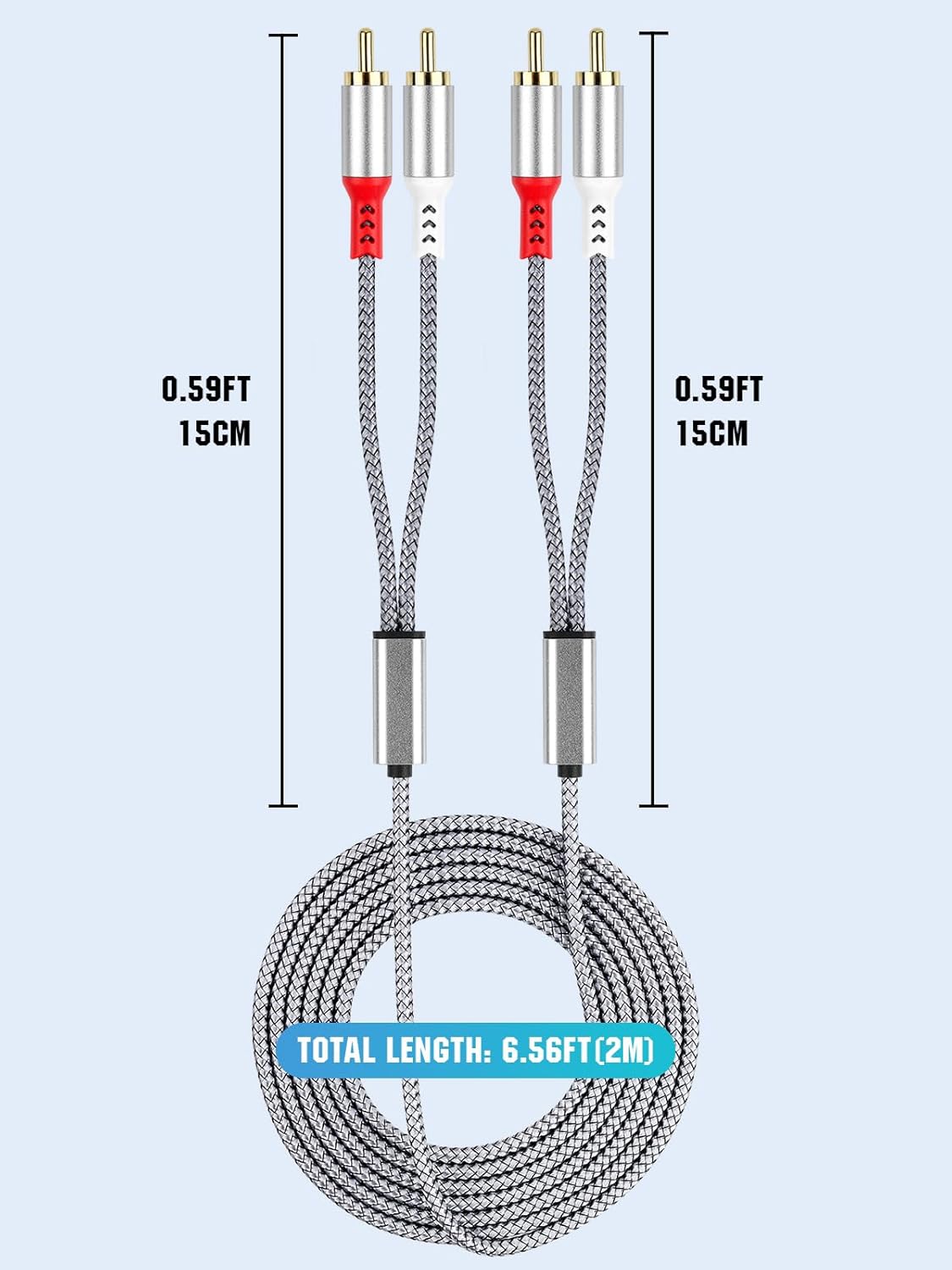 gudxfj 2 Pack 2RCA 2RCA 2 6.6Ft to Cable RCA Male Hi-Fi Systems Audio Stereo Subwoofer Cable Nylon-Braided Auxiliary