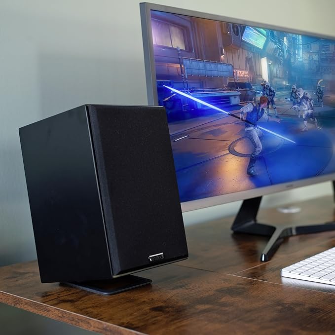 Vanatoo Cherry Transparent One Encore Plus Near Field Studio Monitor Speakers Pair for TV PC Gaming. Powered Speakers for Desktop and Room. AUX USB Bluetooth Toslink Optical Coax Remote.