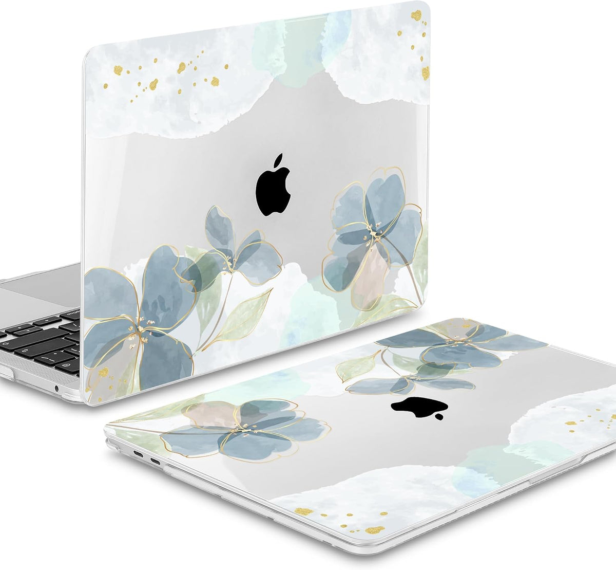 Mektron for MacBook Air 13 Case A1466/A1369 (2010-2017 Release), Snap-on Plastic Hard Shell Cover for MacBook Air 13.3 inch with Keyboard Cover,Green Floral