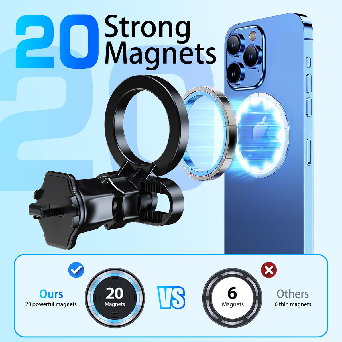 Mag safe Car Mount, Phone Holders for Your Car, [Strongest Magnets][Unlimited Angles]Magnetic Car Phone Holder Vent, Car Accessories for iPhone 16 15