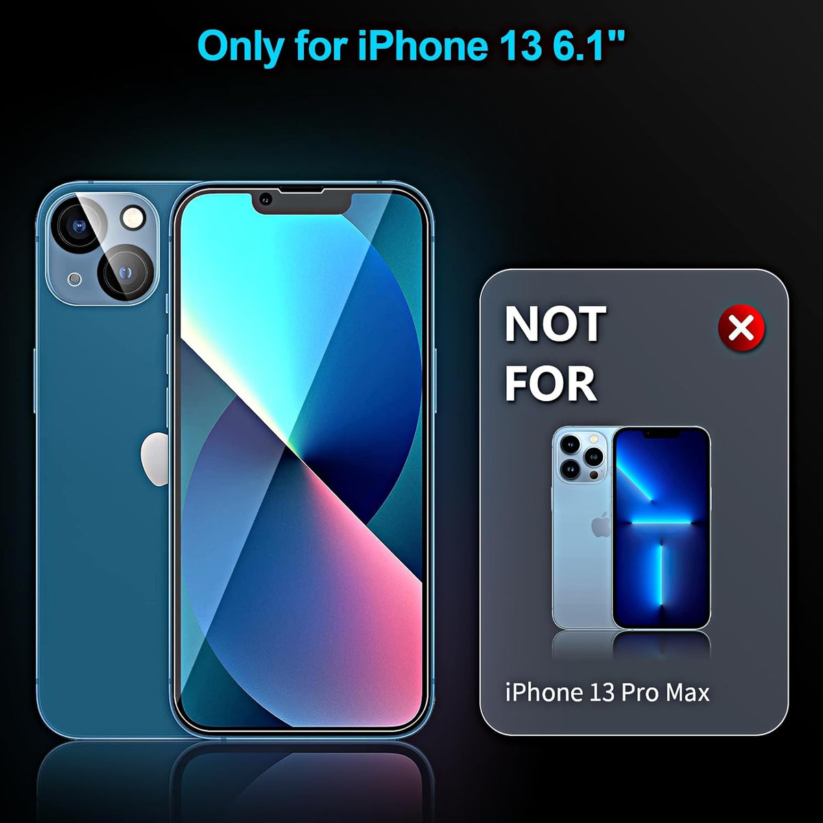 iPhone 13 Privacy Screen Protector (6.1") + Camera Lens Protector - 3+3 Pack, Anti-Spy, HD, Easy Install, Bubble-Free