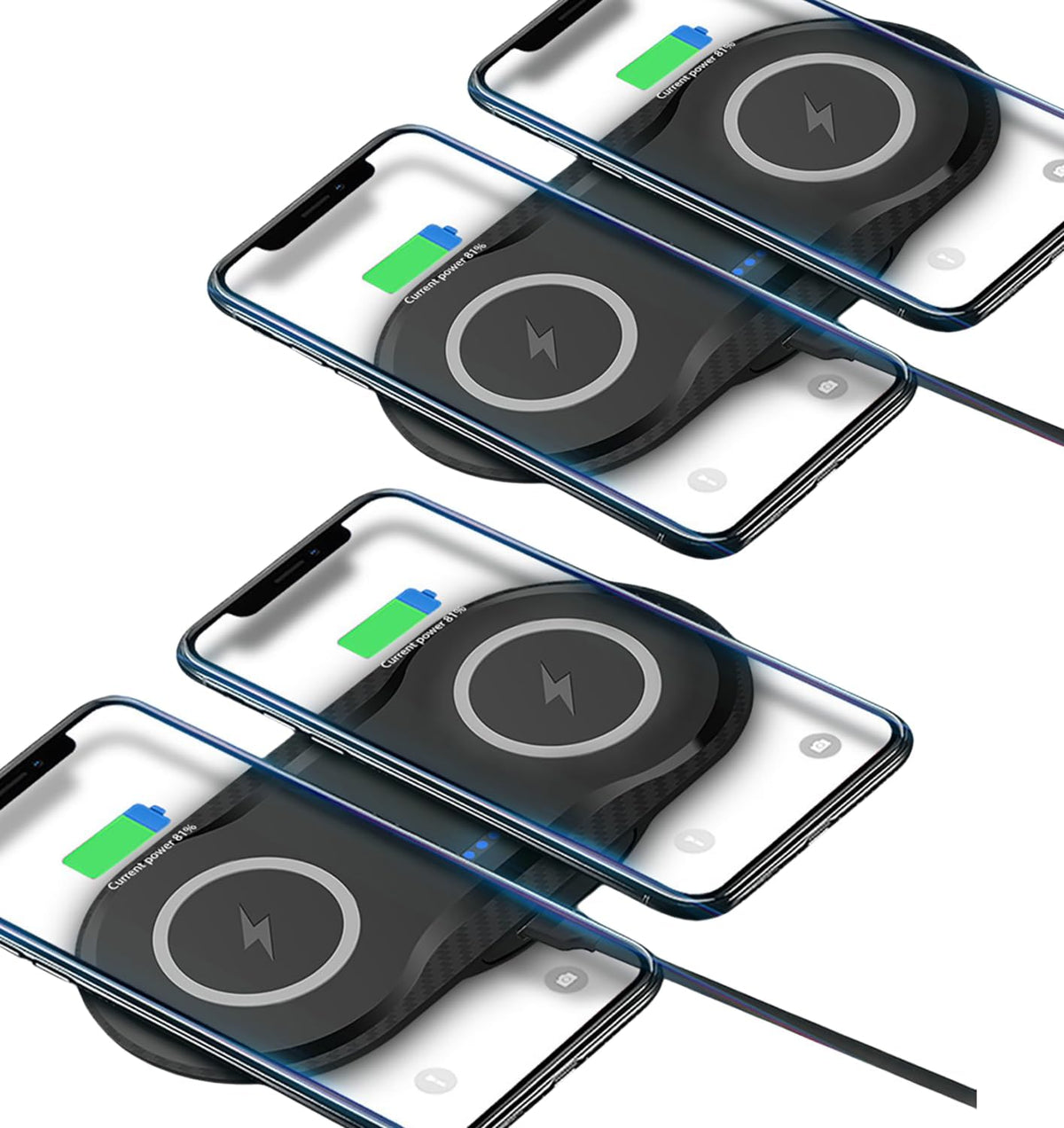 2 Pack Dual 15W Wireless Charger for Multiple Devices, 30W Fast Wireless Charging Pad/Mat for Apple iPhone, AirPods,