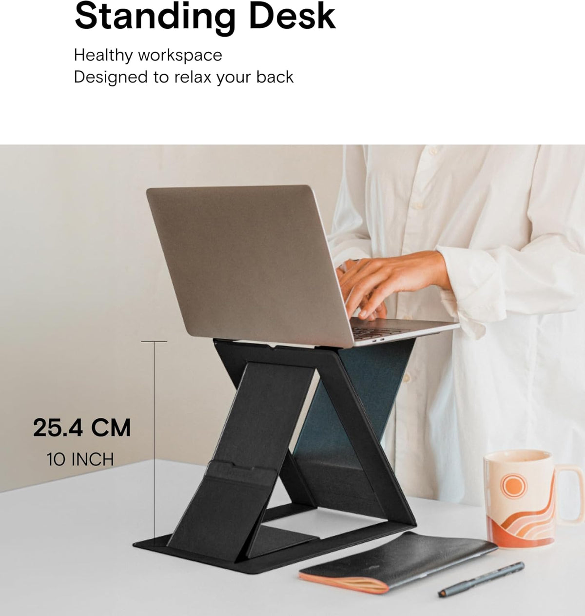 MOFT Folding Laptop Stand Lap Desk, Portable & Mini Computer Stand Laptop Desk for Travel and Home Office, Ergonomic Design with Adjustable Viewing Angles, Lightweight Computer Cooling Riser, Black