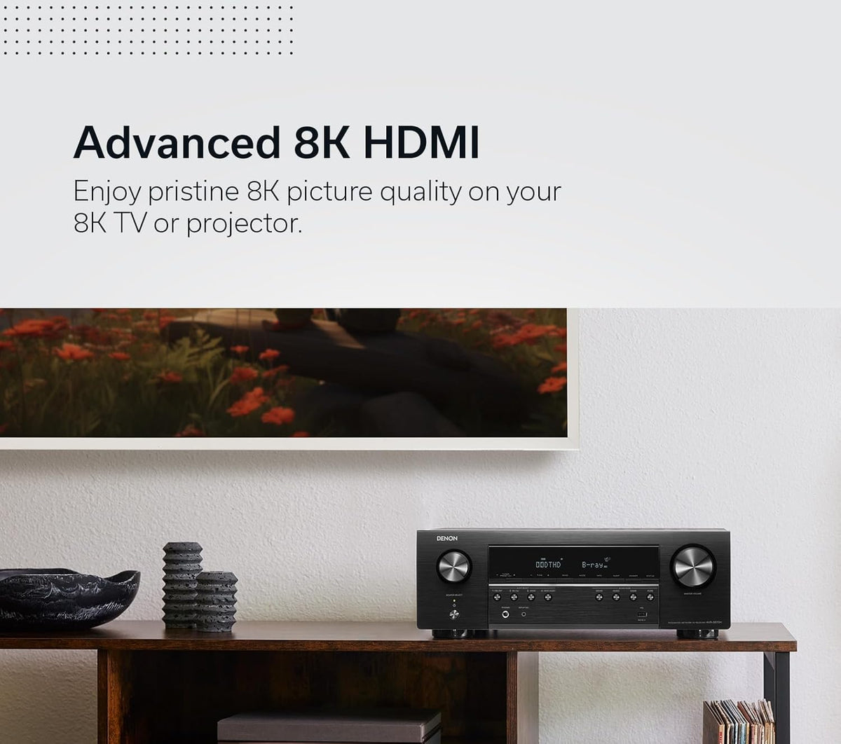 Denon AVR-S670H 5.2 Ch Home Theater Receiver - 8K UHD HDMI Receiver (75W X 5), Streaming via Built-in HEOS, Bluetooth & Wi-Fi, Dolby TrueHD, Dolby Pro Logic II & DTS HD Surround Sound