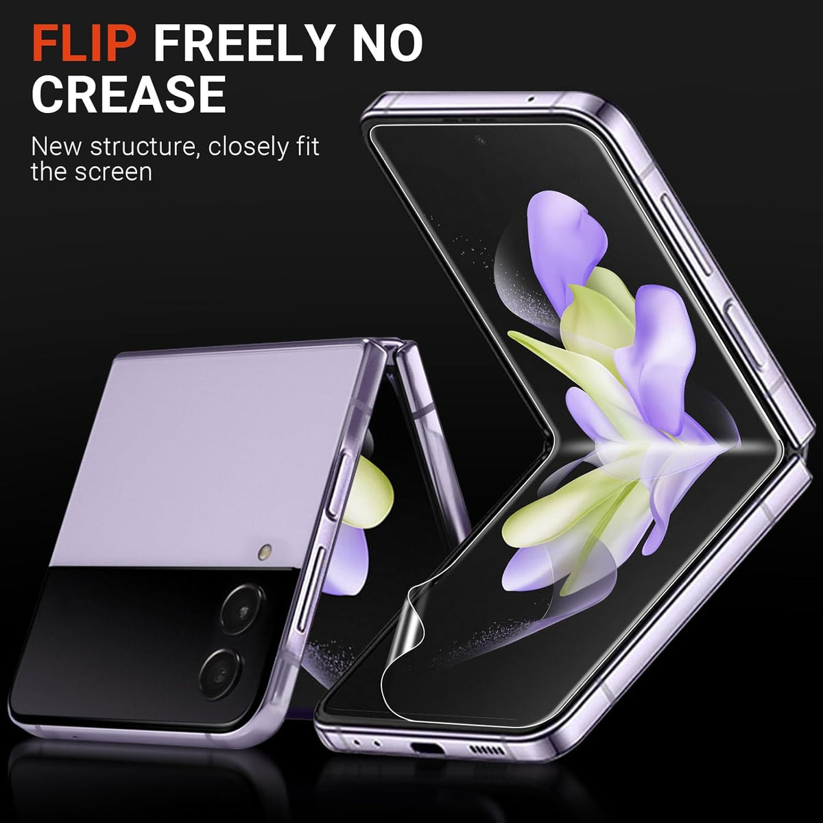Screen Protector for Samsung Galaxy Z Flip 4, Clear Flexible TPU Film Full Coverage, 3 Pack
