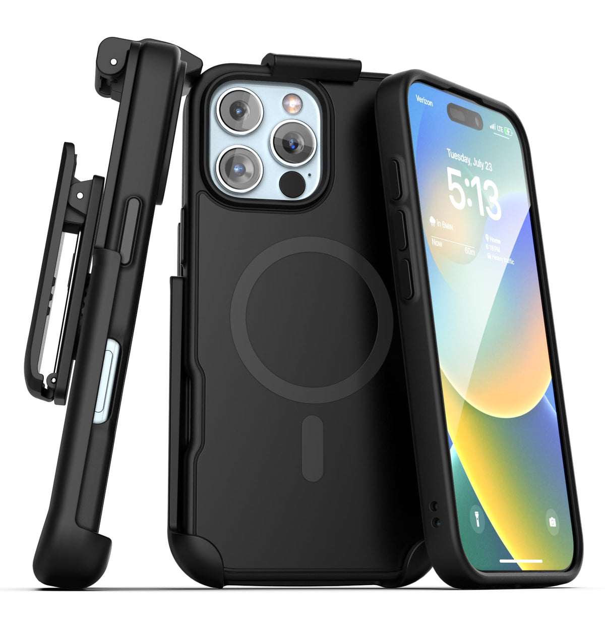 Encased Slimshield For Iphone 16 Pro Belt Clip Case With Phone Holster (Compatible With Magsafe) Matte Black (Iphone 16 Pro)