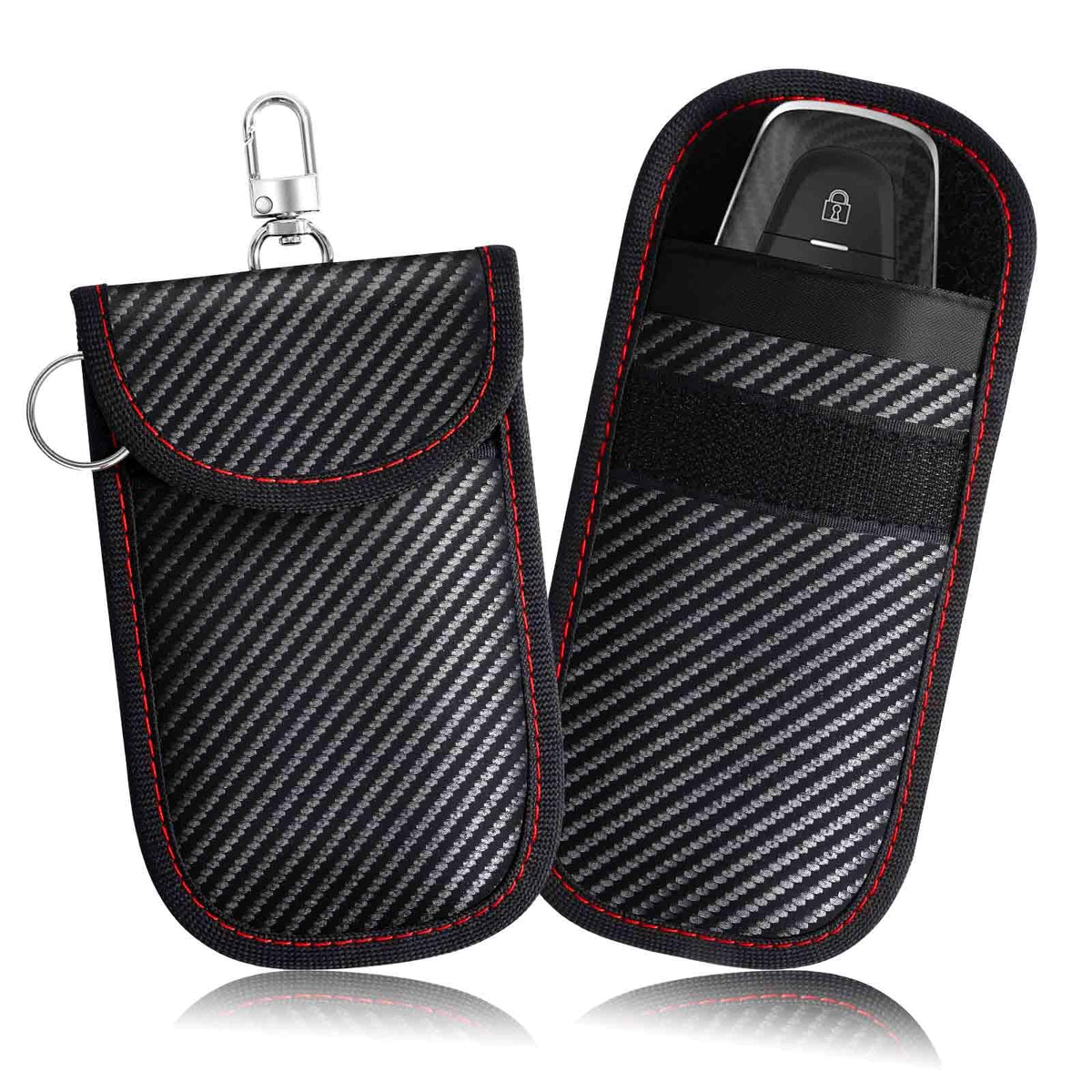 BRILLIRARE 2 Pack Faraday Bags for Key Fob, Faraday Pouch Car Keys RFID Signal Blocking Holder Small, Keyless Entry Blocker Protector, Anti-Theft