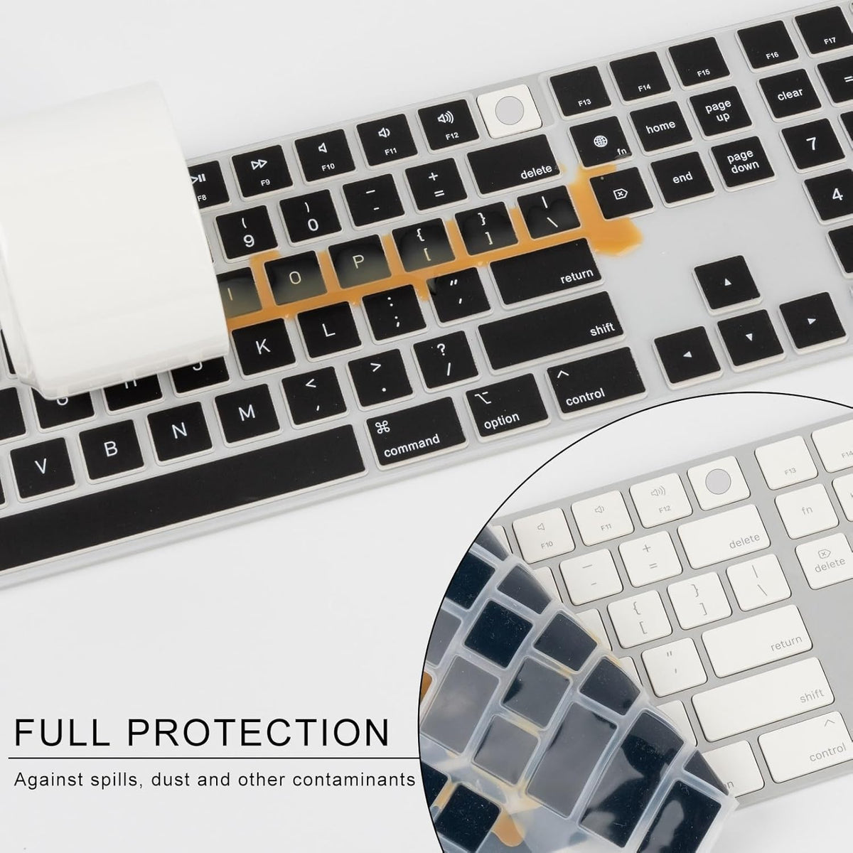 Allinside Black Keyboard Cover for Mac Magic Keyboard with Touch ID and Numeric Keypad A2520 US Layout