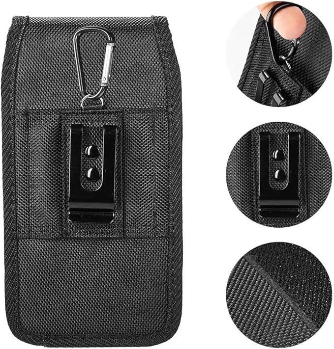 Cell Phone Pouch Nylon Holster Case with Belt Clip Cover for Samsung Galaxy S24 Ultra / S24 Plus/ S23 Ultra / A14 5G / A15 5G/A35/A55 5G/iPhone 15 14 13 12 Pro Max Case Metal Belt Clip