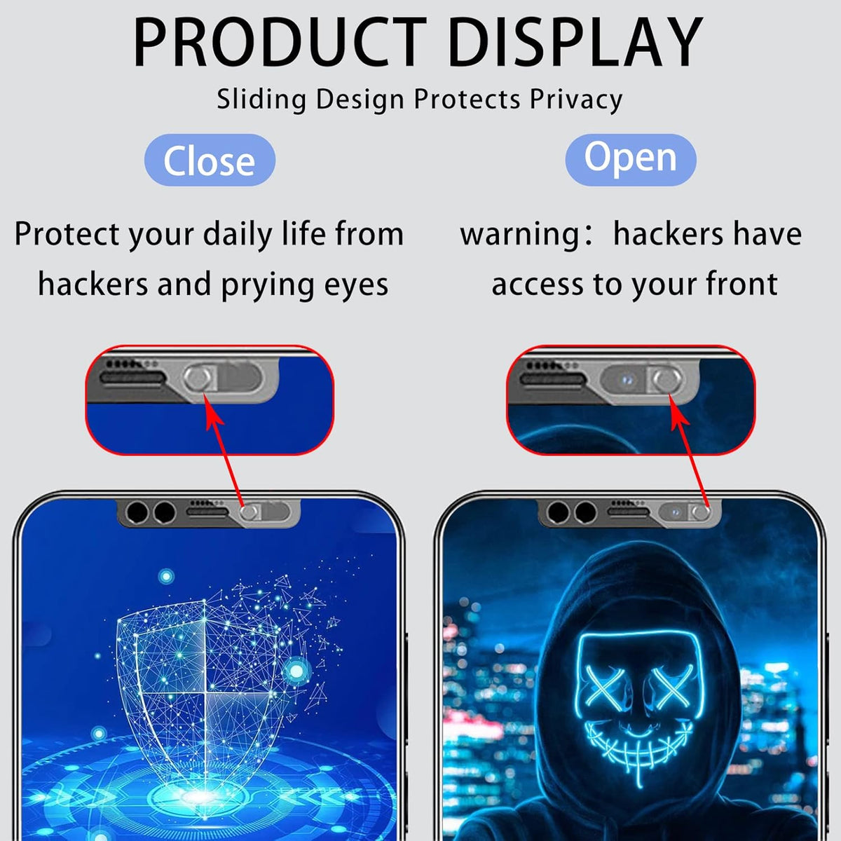 HD Tempered Glass Screen Protector with Front Camera Cover for iPhone 13 Pro Max/14 Plus - 2 Pack, Privacy Protection,