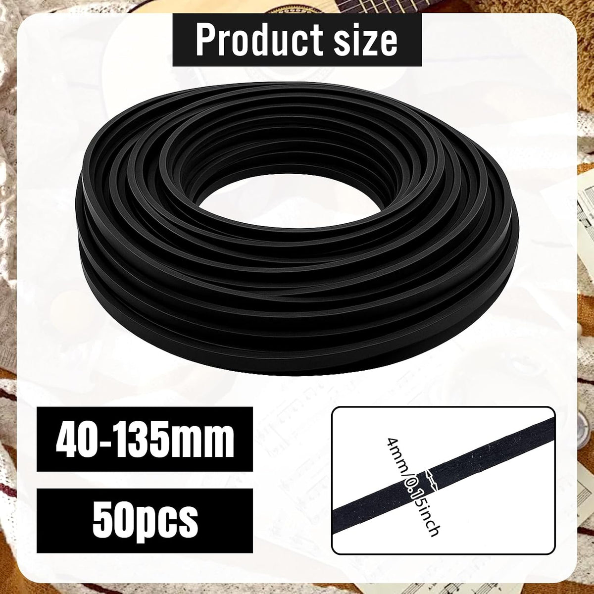 Gtziqa 50 Cassette 40-135 mm Cassette 4 mm Pcs Recorder Rubber Belts Recorder Repair Maintenance Tape Square Mix