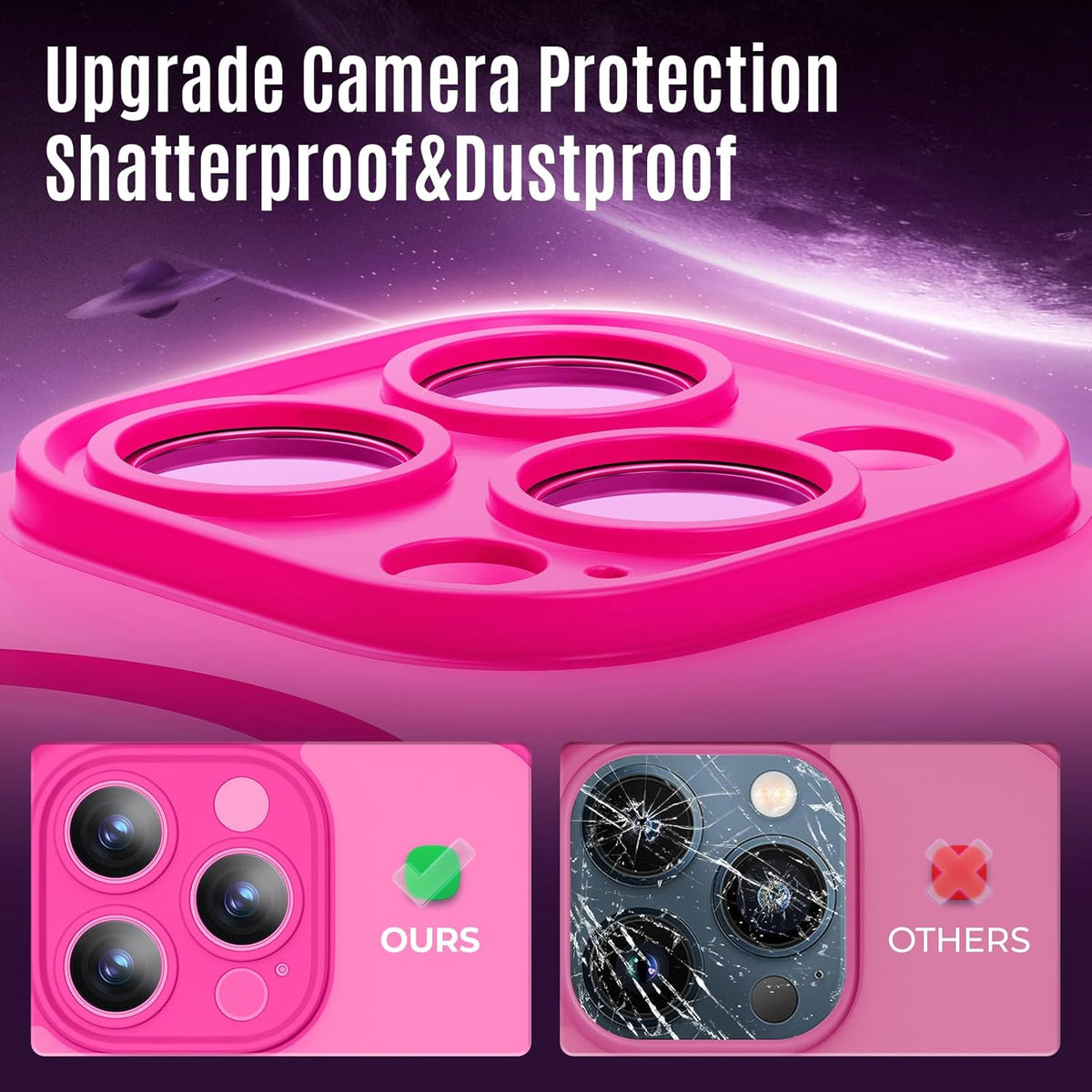 Designed for iPhone 12 Pro Max Case, Compatible with MagSafe, with Privacy Screen Protectors X2, [Camera Protection] [15FT Military Drop Protection] Shockproof Phone Case, 6.7", Hot Pink
