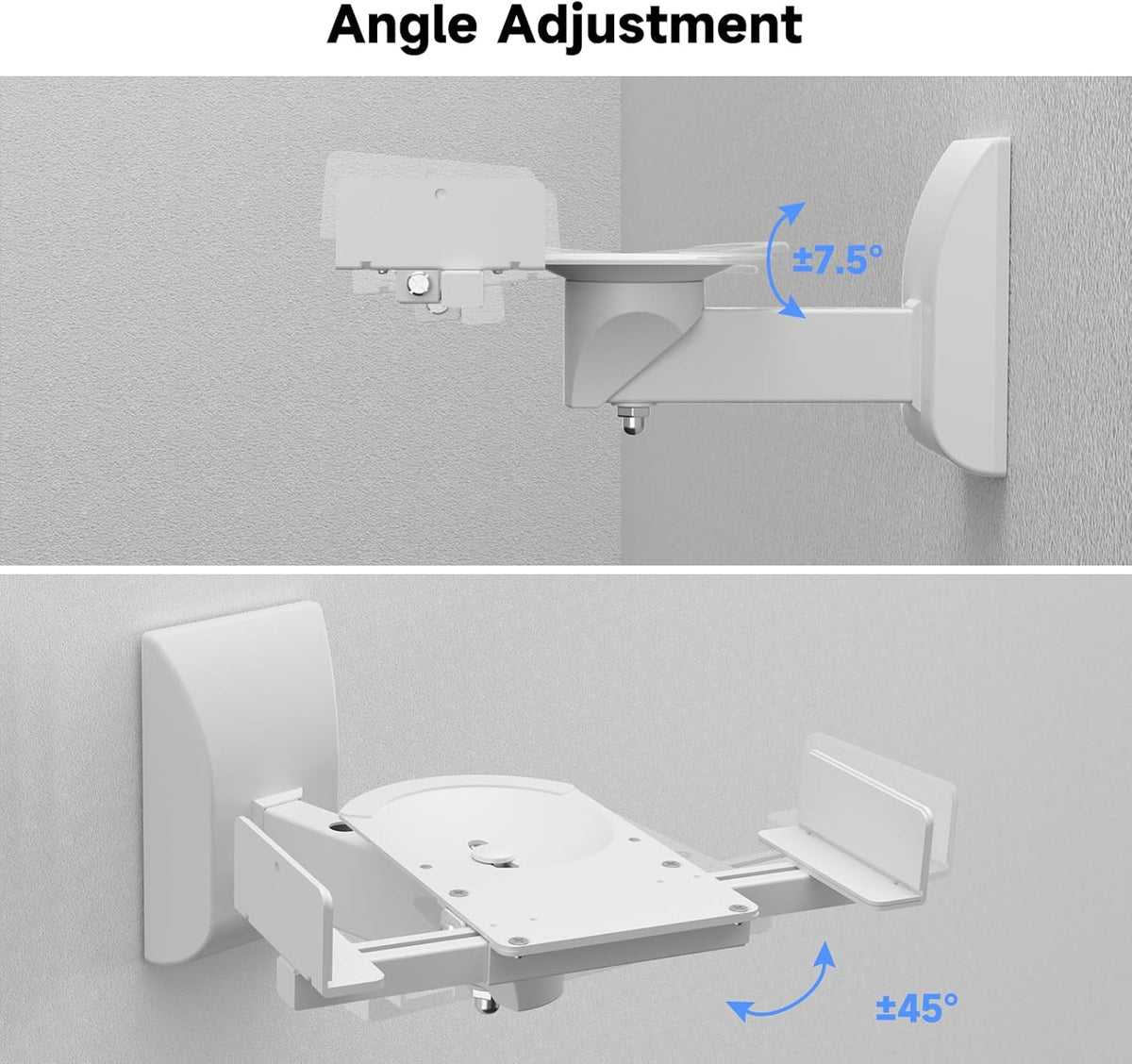 suptek Large Dual Side Clamping Bookshelf Speaker Wall Mounting Bracket for Large Surrounding Sound Speakers, Hold up to 66lbs White SPM201XLW