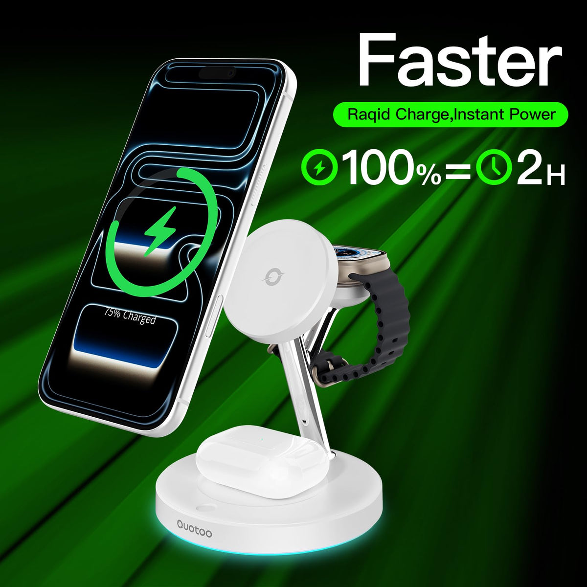 New 3 in 1 Charging Station for Apple Compatible with Magsafe Charger Stand for iPhone 17 16 15 14 13 12 Wireless Charging Station for AirPods