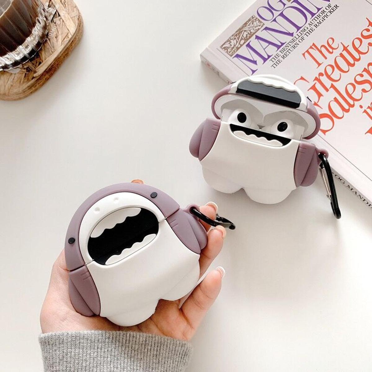Cute Shark Case for Airpods Pro/Pro 2 Gen Cases 2023/2022/2019, Funny 3D Cartoon Kawaii Cool Cover with Cleaning Kit & Keychain for Apple Airpod Pro