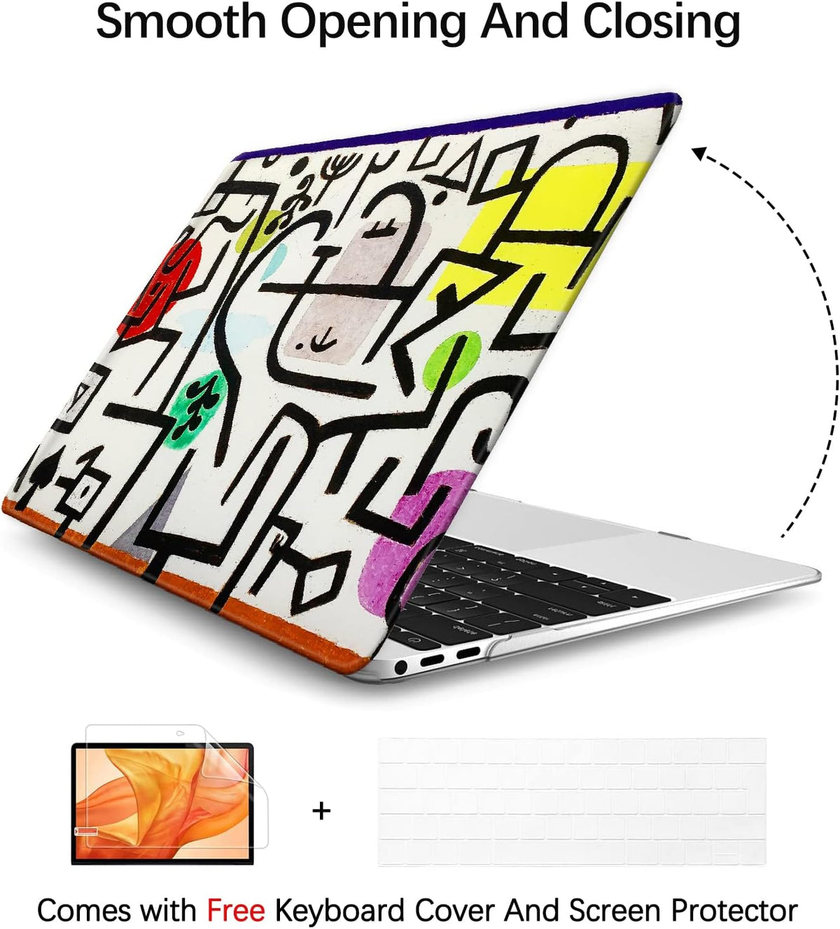 Berkin Arts Compatible with MacBook Air 13 inch Cover, 2022-2018 Release A1932 with Touch ID with Keyboard Cover & Screen Protector Naive Art (Picture of A Journey by Paul Klee)