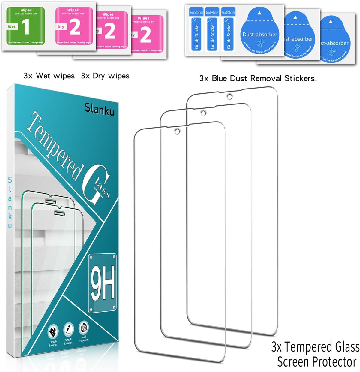 Slanku [3 Pack] Screen Protector for Samsung Galaxy S23 FE 5G, Tempered Glass Film, Anti-Scratch, Case Friendly,