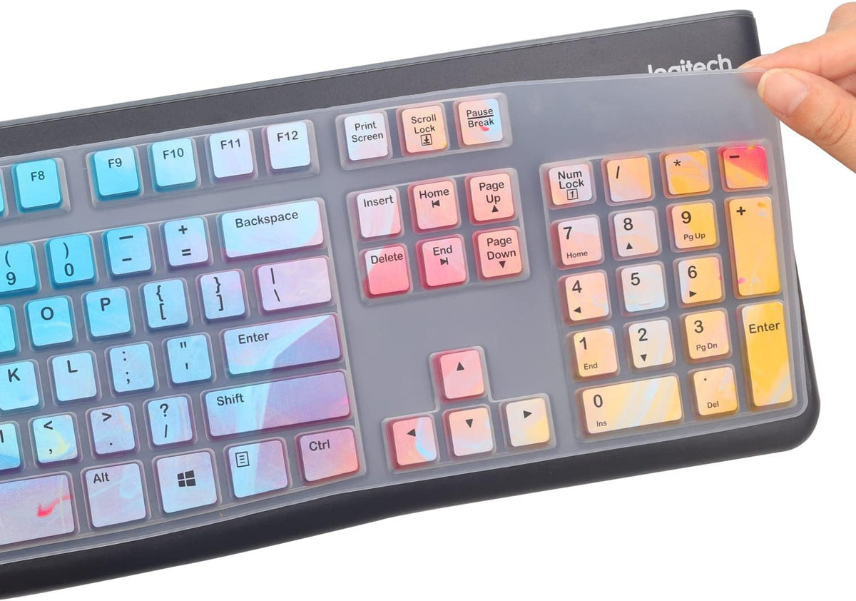 Silicone Keyboard Cover for Logitech K120 & MK120 Ergonomic Desktop USB Wired Keyboard, Logitech K120 & MK120 Keyboard Protective Skin US Layout (NOT Fit Other Model)-Colorful